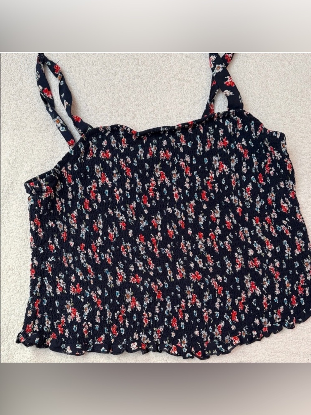 Torrid Floral Challis Smocked Crop Cami Boho Peasant Cottagecore Ditsy Floral